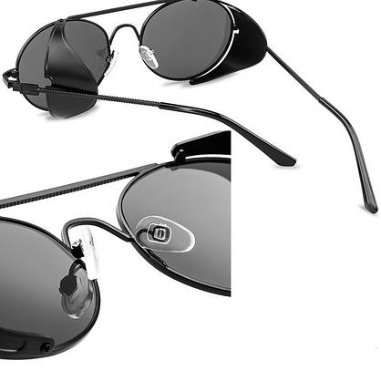 Сонцезахисні окуляри в стилі стімпанк (арт. 17306/1) з чорною оправою, фото 4