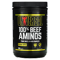 Universal Nutrition, 100% Beef Aminos (200 таб), аминокислоты BCAA EAA