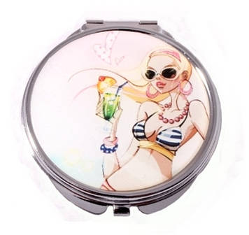 Складне жіноче косметичне дзеркало кишенькове Дівчина на пляжі Jardin D'ete