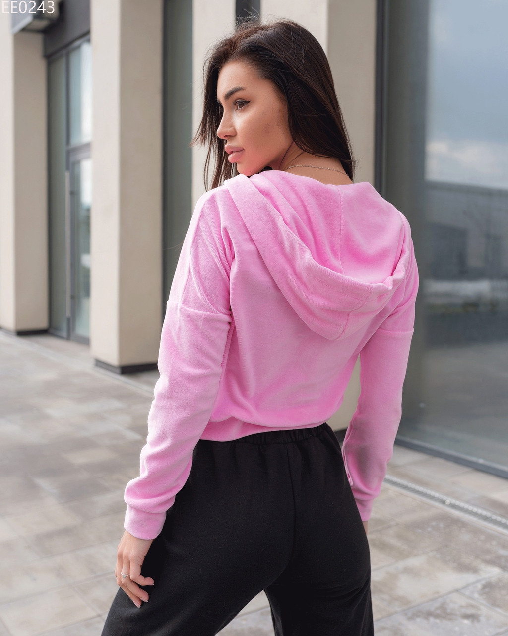 Женская толстовка Staff zip velour pink розовый EE0243 - фото 2 - id-p1366142206