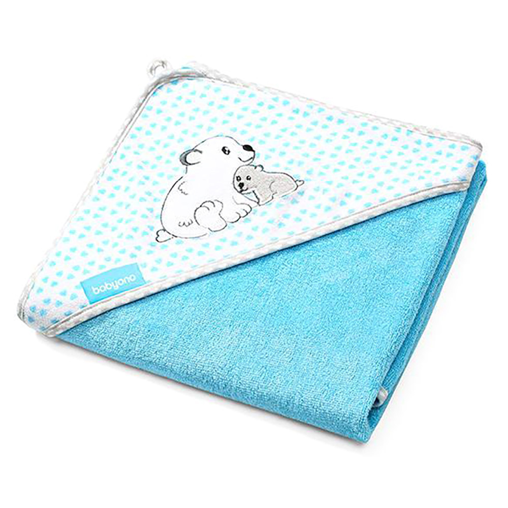 Рушник бамбуковий з капюшоном 100х100 см "Ведмежа" блакитне BabyOno (5901435408551)