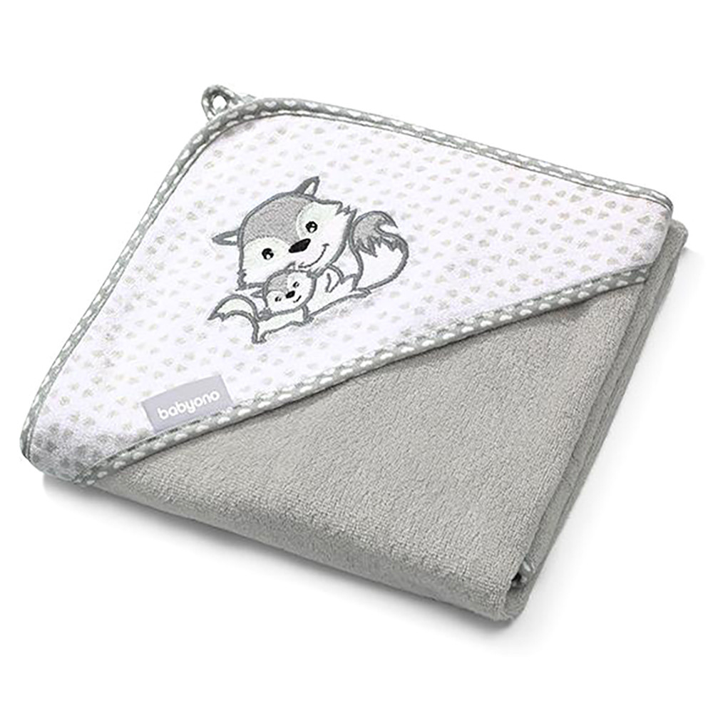 Рушник бамбуковий з капюшоном 100х100 см "Білочка" сіре BabyOno (5901435408568)