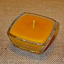 Квадратна воскова скляна чайна свічка 55г; натуральний бджолиний віск