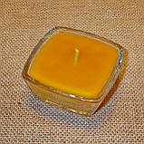 Квадратна воскова скляна чайна свічка 55г; натуральний бджолиний віск, фото 3