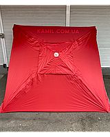 Зонт торговый квадратный 3х3м с клапаном, с напылением, красный цвет