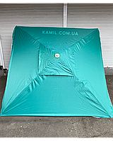 Зонт торговый квадратный 2х2м с клапаном, с напылением, зеленый цвет