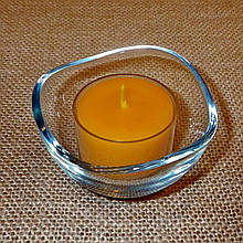 Стильний настільний круглий скляний підсвічник для чайних свічок