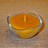 Наливна воскова скляна чайна свічка 60г; натуральний бджолиний віск, фото 2
