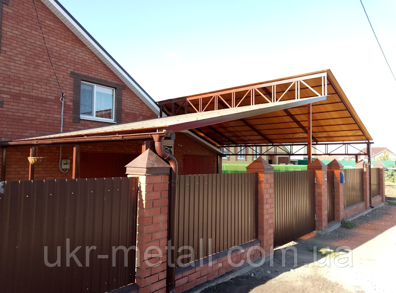 Навіс двоярусний з полікарбонату \ каскадний навіс з полікарбонату, фото 1