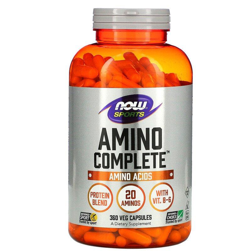 Амінокислоти комплекс/Amino Complete Sports, амінокислотний комплекс, 360 капсул, Now Foods