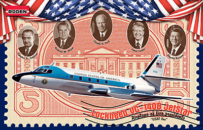 Пластикова модель 1/144 Roden 324 американський бізнес літак Lockheed VC-140B JetStar, фото 1