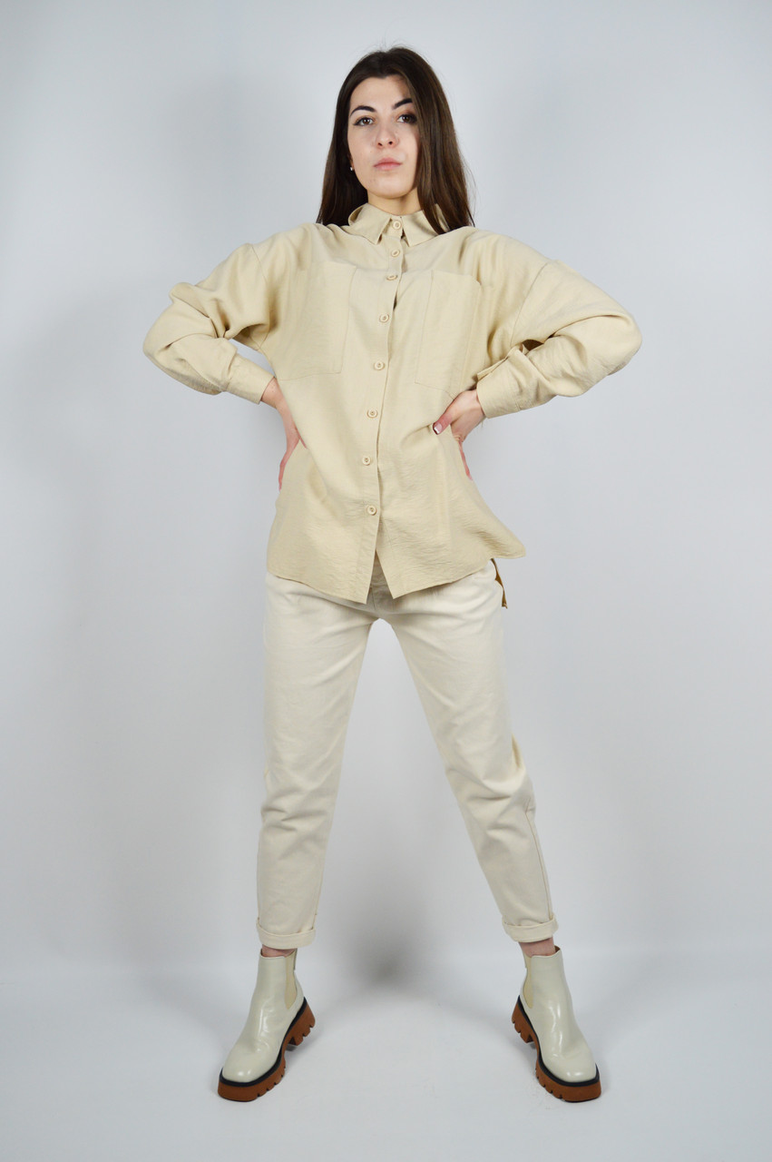 Сорочка льон LK Brand 254 XS Бежевий