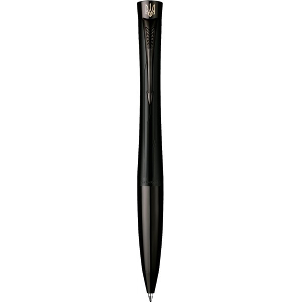 Ручка Parker кулькова URBAN Premium Matt Black BP Тризуб чорні на торці (21 232M_TR2)