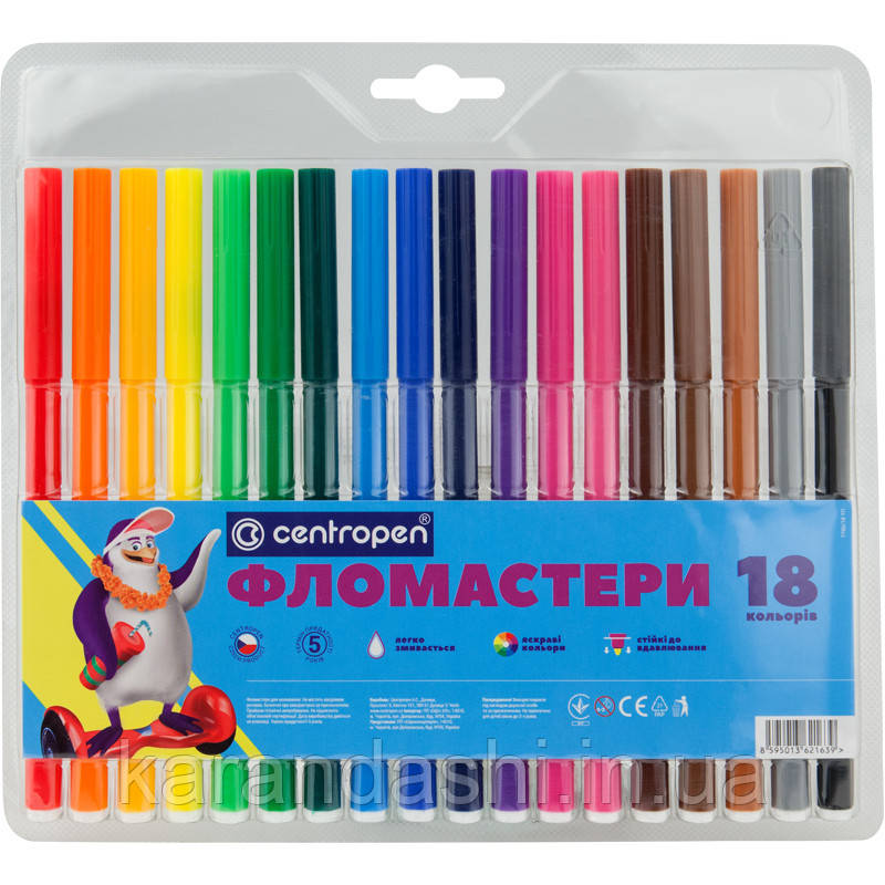 Фломастери 18 кольорів Centropen 7790\18