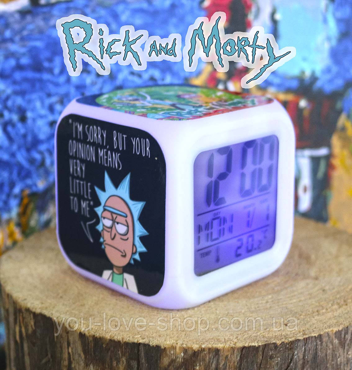 Настільні годинники Рік і Морті "Fucking Rainbow" / Rick and Morty