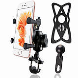 Кріплення телефону для мото скутера мопеда універсальне типу RAM з зарядкою USB 2А, фото 2