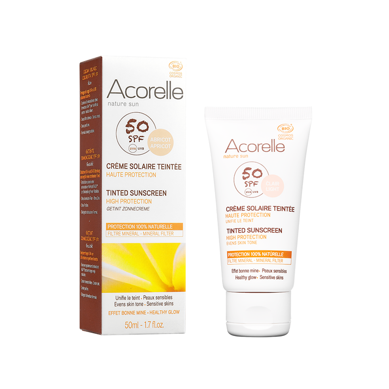 Органічний крем для обличчя сонцезахисний SPF 50 з ефектом тонування Acorelle,50 мл