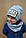 Комплект в'язані шапка і снуд (хомут) р. 48 з підкладкою для хлопчика весна осінь 3854 Блакитний, фото 4