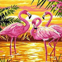 Алмазная вышивка мозаика стразами полная викладка на подрамнике Розовые фламинго 30*30 см птицы