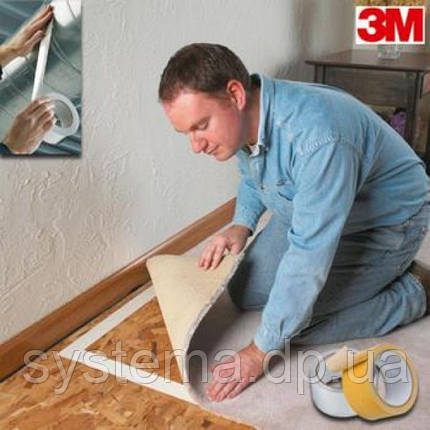 3M™ 9191 - Двосторонній скотч для ковроліну і лінолеуму, 50,0х0,26 мм, рулон 25 м, білий, фото 2