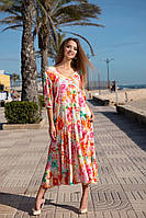 Длинное женское платье принт цветы Indiano 21NI-365/3 V 48(XL) Цветной