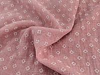 Коттон марлевка жаккард геометрический, розовый