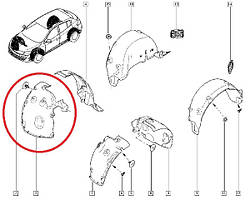 Підкрилок передній правий Renault Megane III (Рено Меган 3) — 638442034R Оригінал