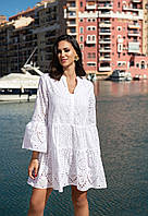 Большое пляжное платье с вышивкой Fresh Cotton 21F-008C 48(XL) Белый