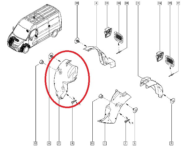 Підкрилок передній правий Renault Master III, Nissan NV400, Opel Movano B — 2.3dci (M9T) 638407725R Оригінал