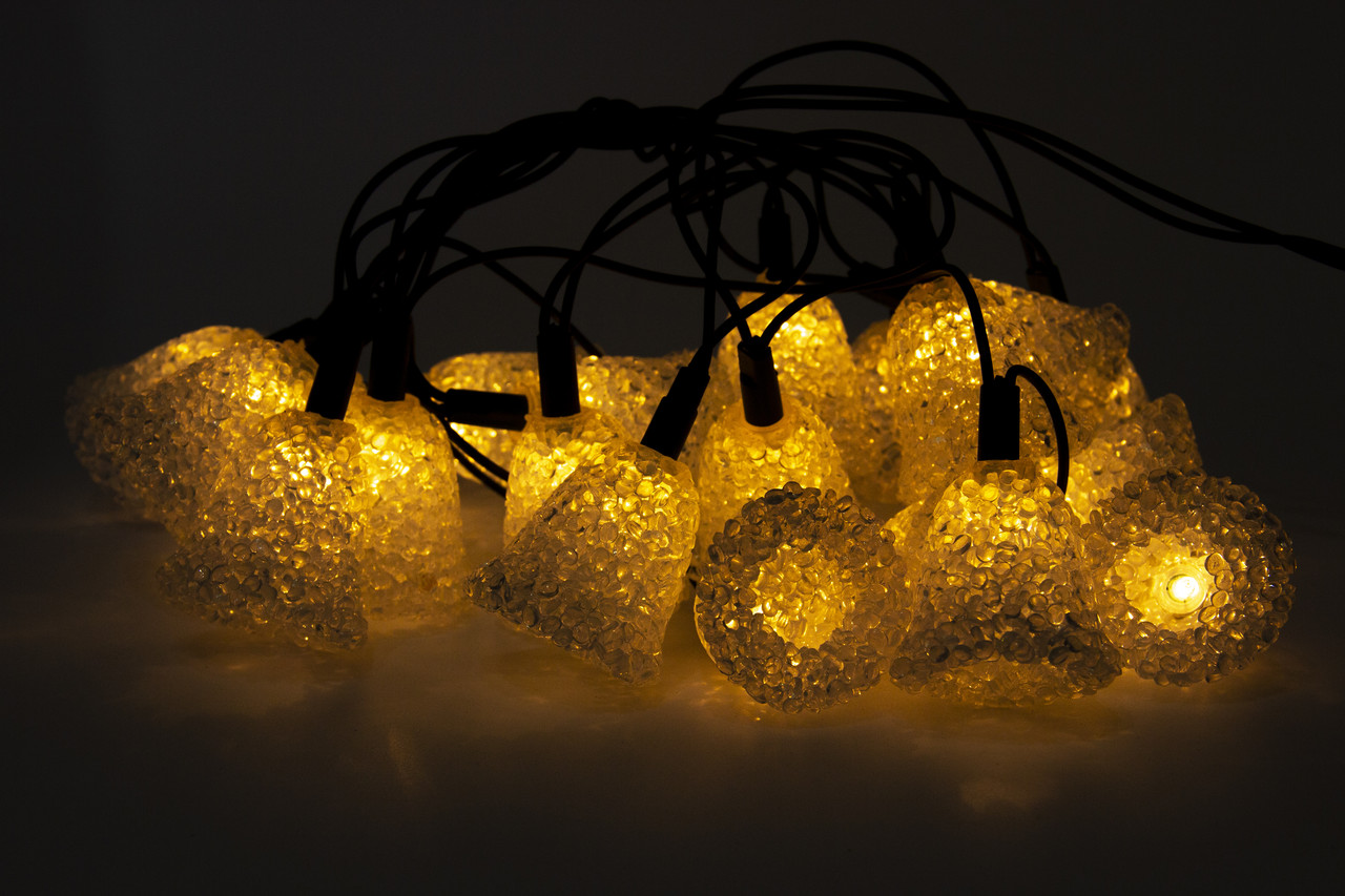 Світлодіодна новорічна гірлянда кристалічні дзвіночки, 4 м, 20 л, теплий білий, IP20, LED (040094), фото 1