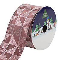 Декоративна стрічка в рулоні, d=4 см, 3м, рожевий, поліестер (080754-9)