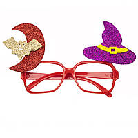 Карнавальні окуляри з місяцем і капелюхом, червоний, пластик маска на Хелловін (513344-3)