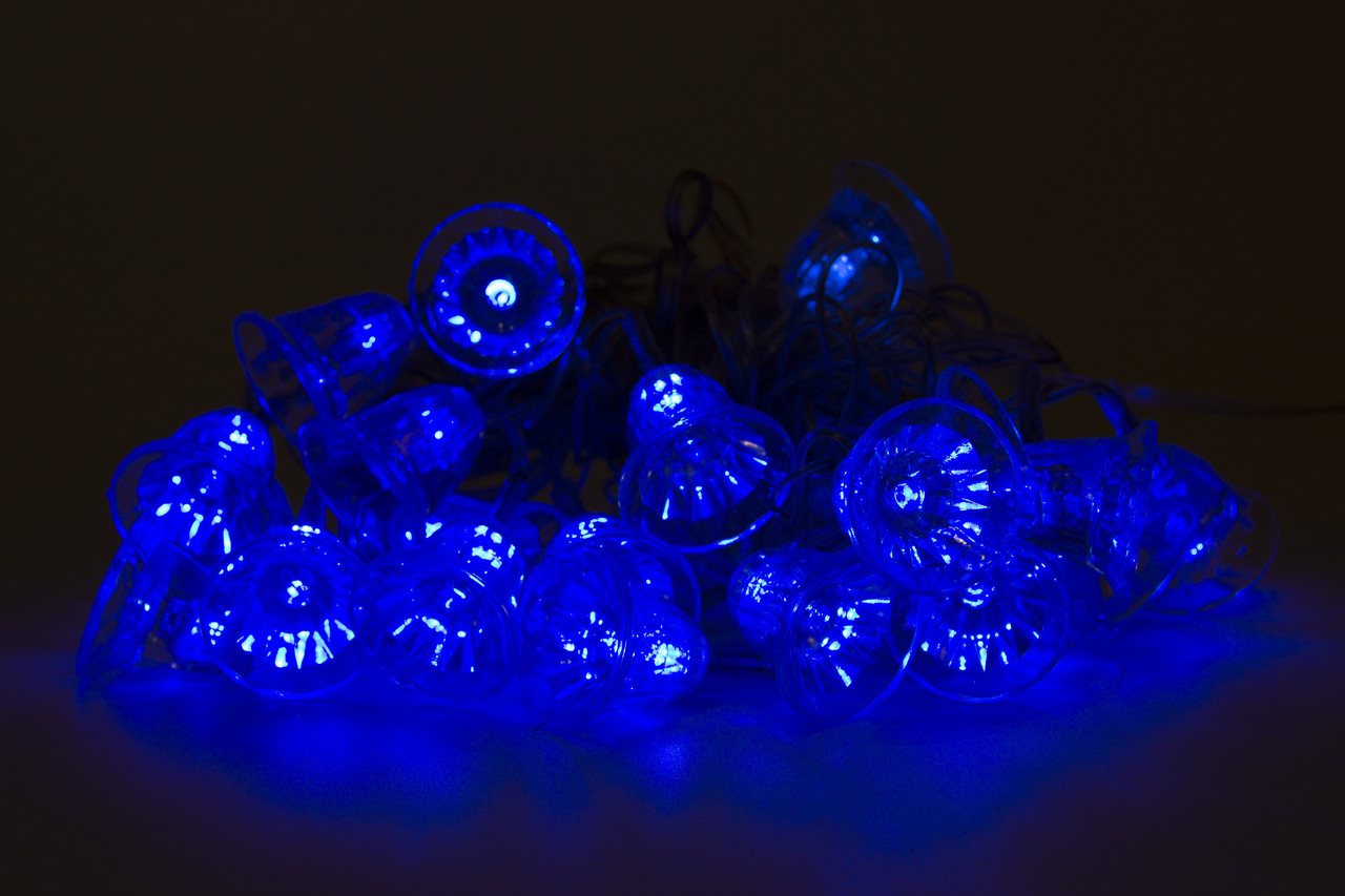 Світлодіодна новорічна гірлянда дзвіночки, 3,6 м, 24 л, синій, IP44, LED (040216), фото 1