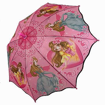 Яскрава дитяча парасолька тростина з принцесами Рожевий Flagman