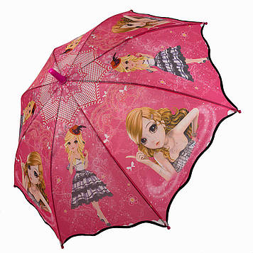 Яскрава дитяча парасолька тростина з ляльками Малиновий Flagman