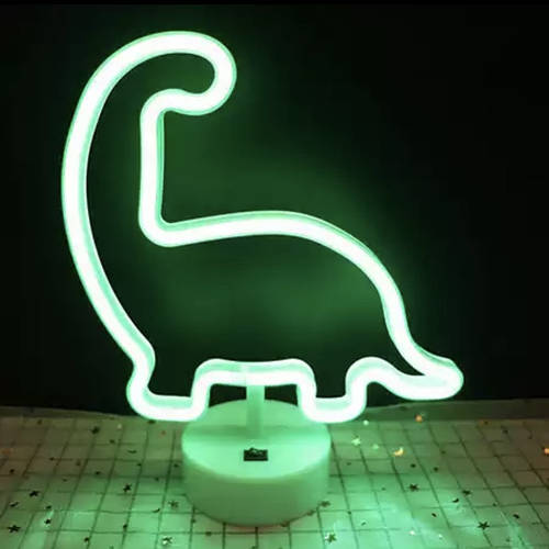 Купить Неоновый светильник ночник Динозавр зеленый свет, 3АА и USB ...