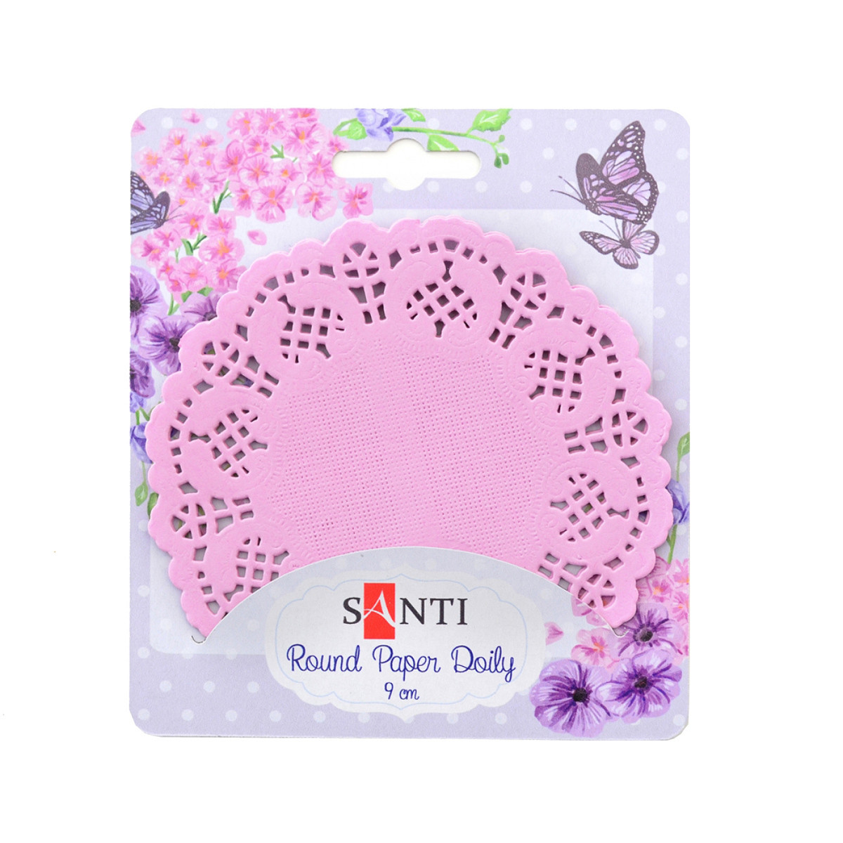 Набір серветок ажурних круглих, колір рожевий, діаметр 9 см, 12 шт., фото 1