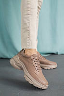 Жіночі кросівки шкіряні весняно-осінні бежеві Multi-shoes Amore
