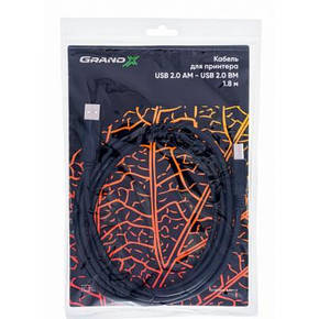 Кабель для принтера USB 2.0 AM/BM 1.8m Grand-X, фото 4