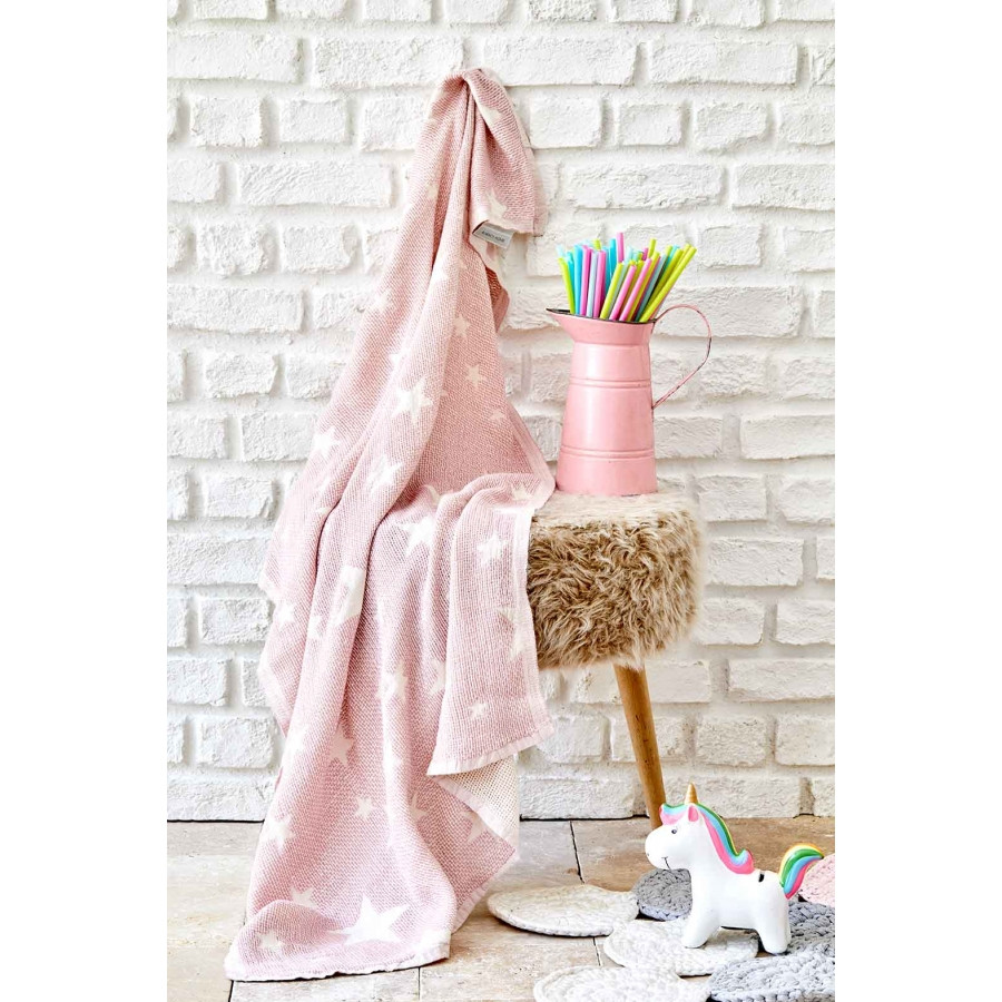 Дитяче покривало піке Karaca Home - Baby star pembe рожевий 80*120