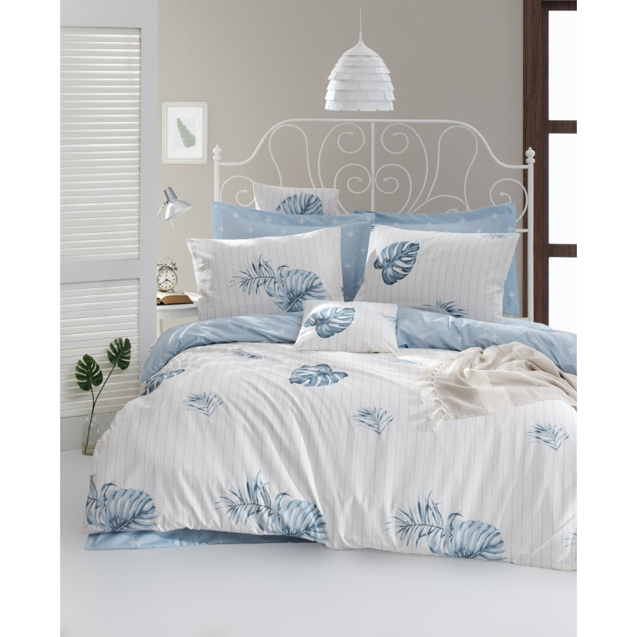 Постільна білизна Lotus Home Perfect Ranforce - Finny блакитний сімейний