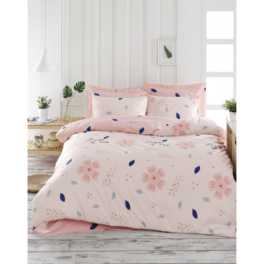 Постільна білизна Lotus Home Perfect Ranforce - Flowers рожевий сімейний