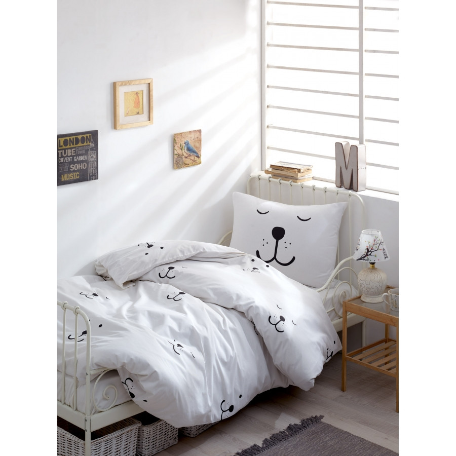 Постільна білизна Lotus Home Perfect Ranforce - In Love білий полуторний