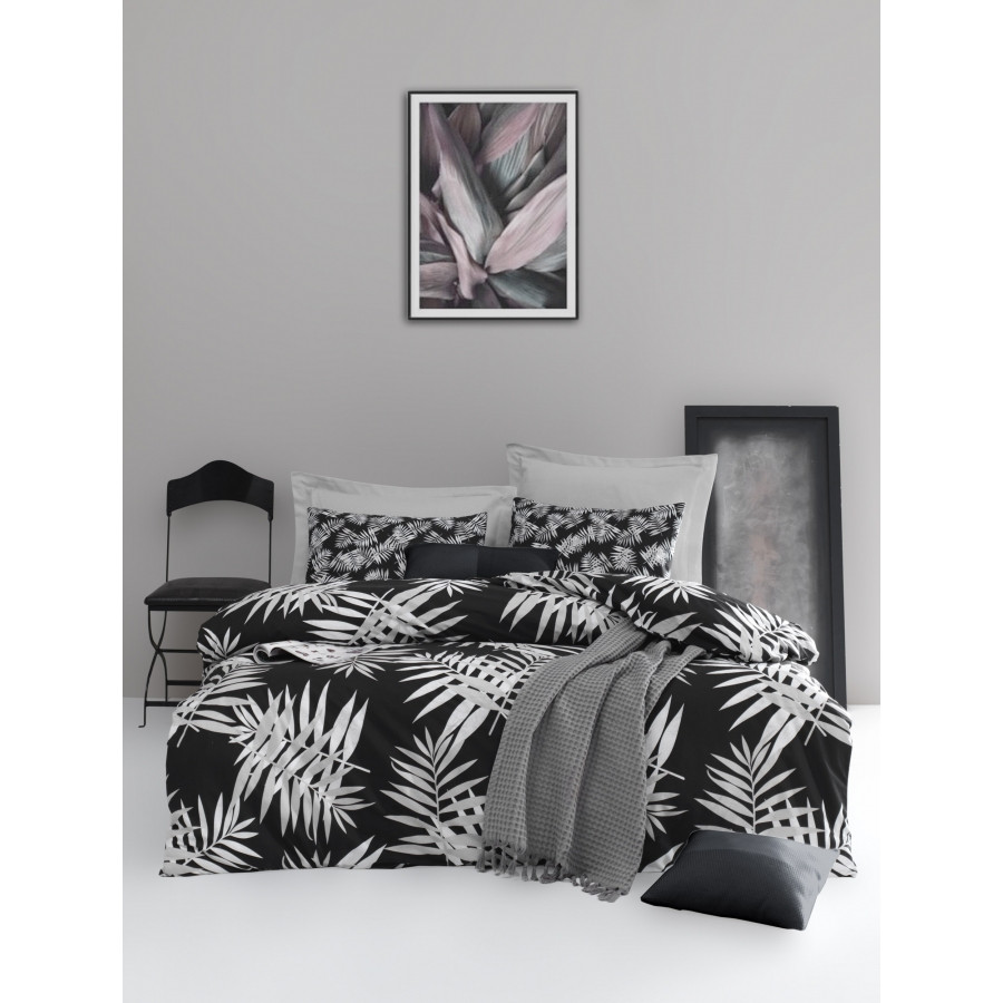 Постільна білизна Lotus Home Perfect Ranforce - Palm чорний сімейний
