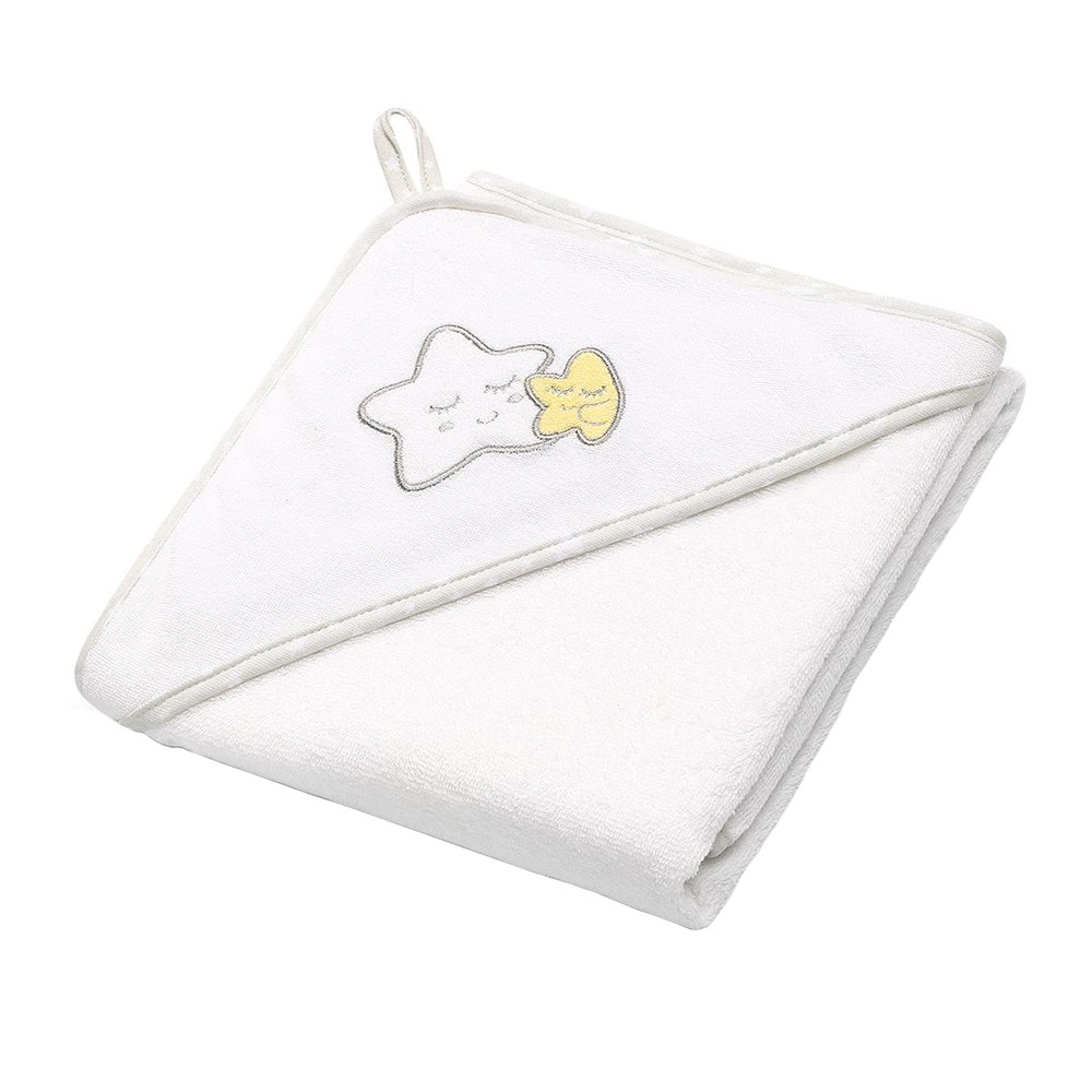 Рушник махровий з капюшоном 76х76 см "Зірочки" біле BabyOno (5901435411582)