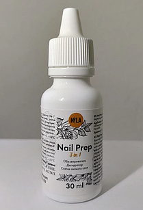 Засіб Nail Nail Prep 3 в 1 для знежирення дегідратація і зняття липкого шару 30мл.