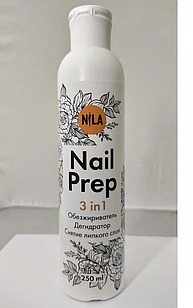 Засіб Nail Nail Prep 3 в 1 для знежирення дегідратація і зняття липкого шару 250мл.