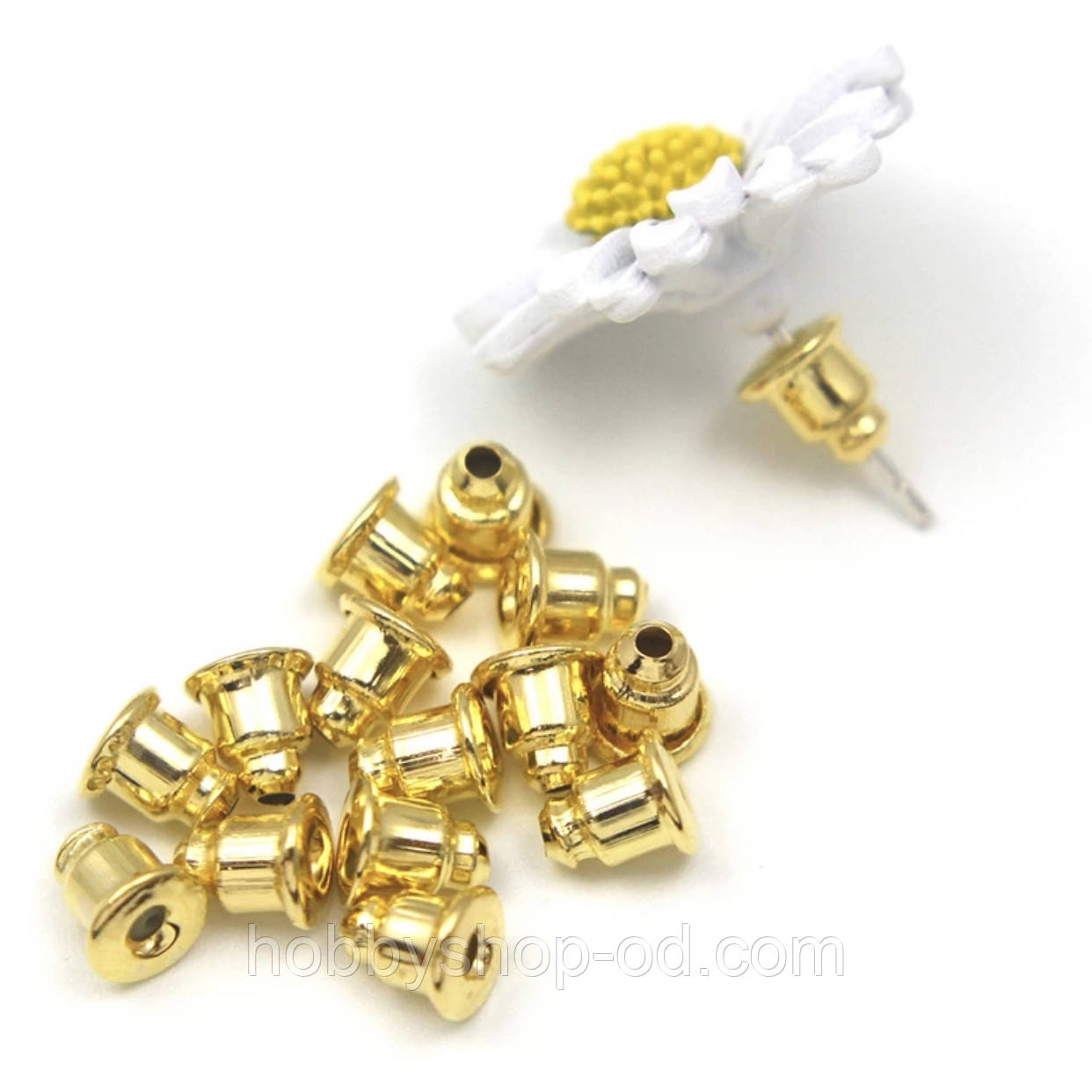 Заглушки для серег железные с силиконовой вставкой (цвет золото) вес примерно 15 г. - фото 1 - id-p63989648
