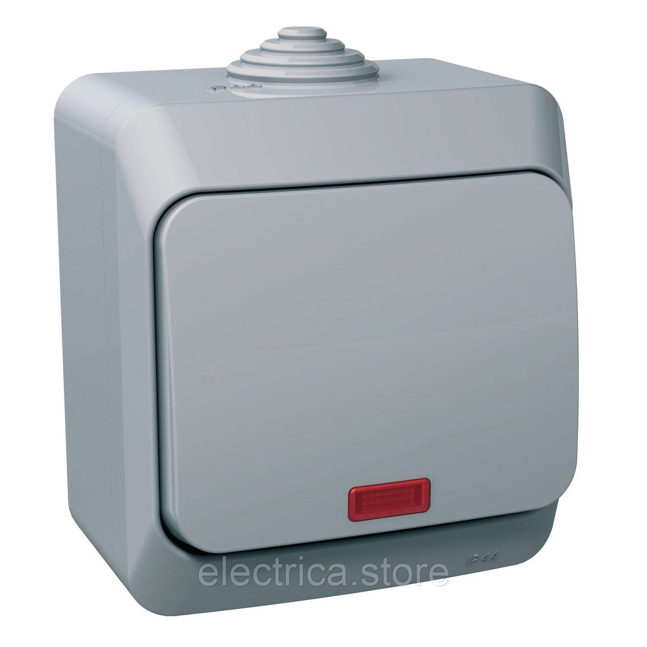 Одноклавішний вимикач з підсвічуванням Cedar Plus IP44 сірий WDE000614, фото 1