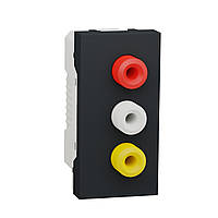 Розетка 3 RCA, модуль 1 антрацит Schneider Unica New (NU343154)
